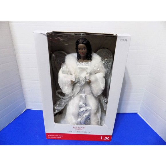 Black Angel Tree Topper With Lights 